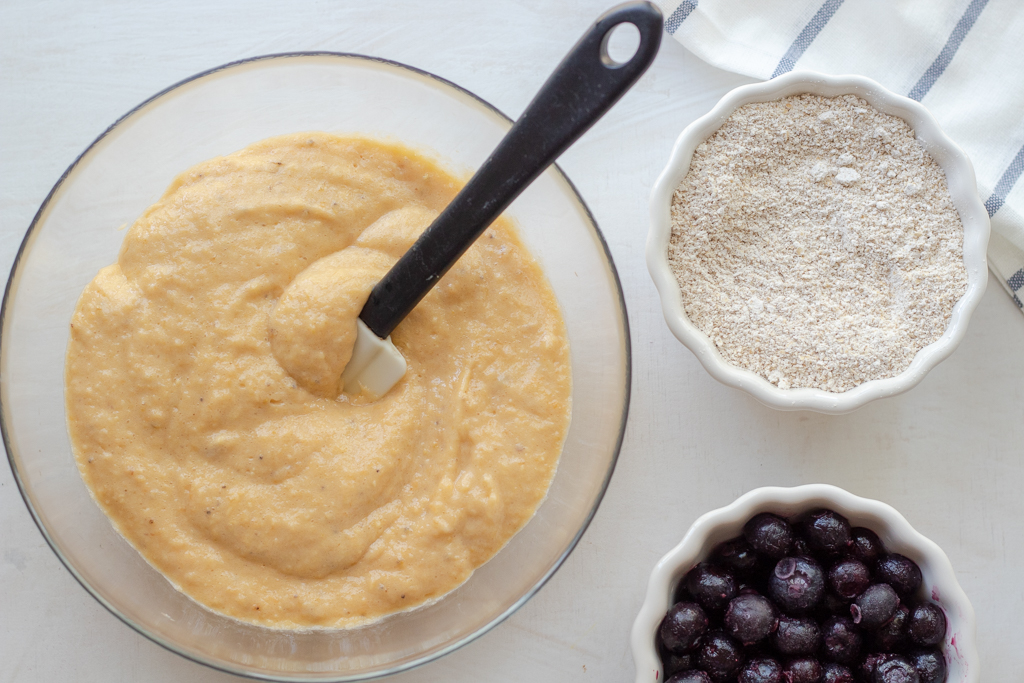 Blended plantains in a bowl