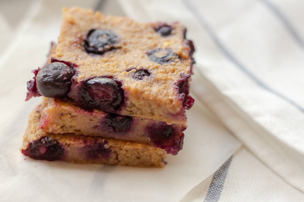 Blueberry bars stacked together