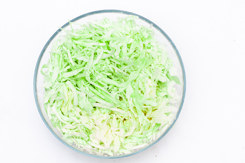 A bowl with shredded cabbage